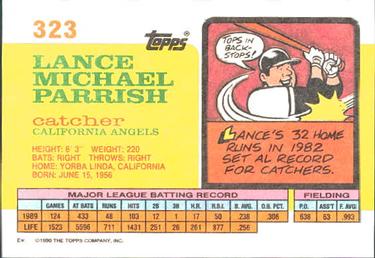 1990 Topps Big #323 Lance Parrish Back