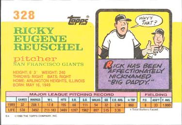 1990 Topps Big #328 Rick Reuschel Back