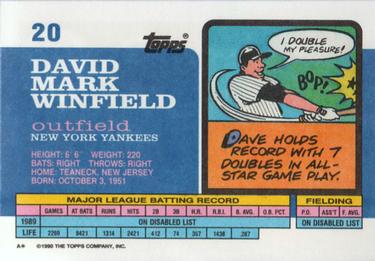 1990 Topps Big #20 Dave Winfield Back