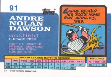 1990 Topps Big #91 Andre Dawson Back