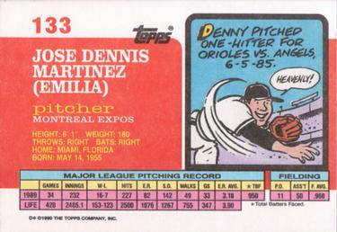 1990 Topps Big #133 Denny Martinez Back