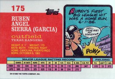 1990 Topps Big #175 Ruben Sierra Back