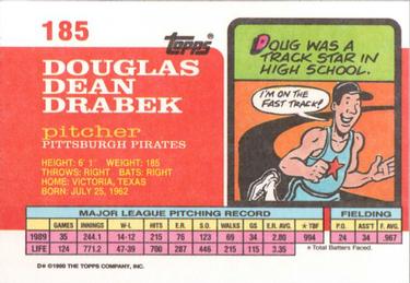 1990 Topps Big #185 Doug Drabek Back