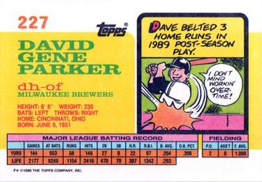 1990 Topps Big #227 Dave Parker Back