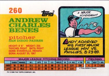 1990 Topps Big #260 Andy Benes Back