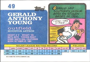 1990 Topps Big #49 Gerald Young Back