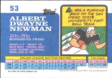 1990 Topps Big #53 Al Newman Back