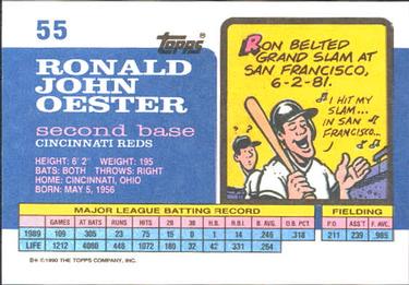1990 Topps Big #55 Ron Oester Back