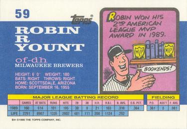 1990 Topps Big #59 Robin Yount Back