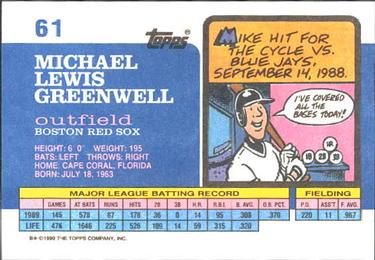 1990 Topps Big #61 Mike Greenwell Back