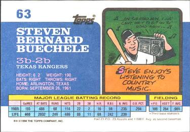 1990 Topps Big #63 Steve Buechele Back