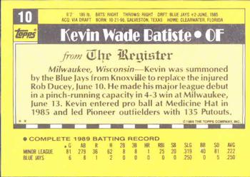 1990 Topps Major League Debut 1989 #10 Kevin Batiste Back