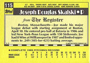 1990 Topps Major League Debut 1989 #115 Joe Skalski Back