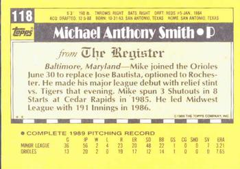 1990 Topps Major League Debut 1989 #118 Mike Smith Back