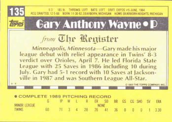 1990 Topps Major League Debut 1989 #135 Gary Wayne Back