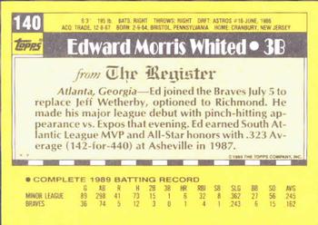 1990 Topps Major League Debut 1989 #140 Ed Whited Back
