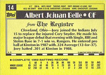 1990 Topps Major League Debut 1989 #14 Joey Belle Back