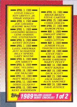 1990 Topps Major League Debut 1989 #151 Checklist 1 of 2 Front