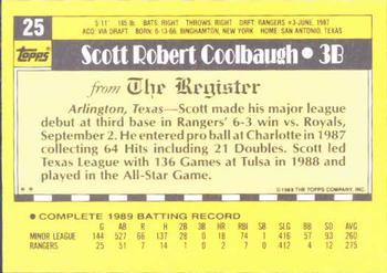 1990 Topps Major League Debut 1989 #25 Scott Coolbaugh Back
