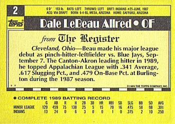 1990 Topps Major League Debut 1989 #2 Beau Allred Back