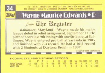 1990 Topps Major League Debut 1989 #34 Wayne Edwards Back