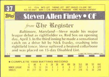 1990 Topps Major League Debut 1989 #37 Steve Finley Back