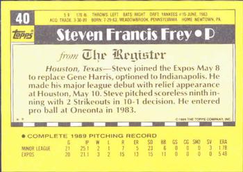 1990 Topps Major League Debut 1989 #40 Steve Frey Back