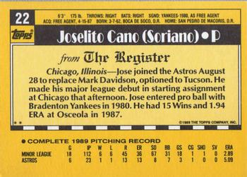 1990 Topps Major League Debut 1989 #22 Jose Cano Back