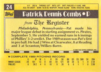 1990 Topps Major League Debut 1989 #24 Pat Combs Back