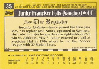 1990 Topps Major League Debut 1989 #35 Junior Felix Back