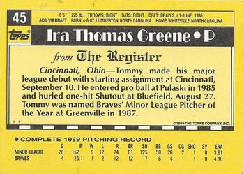 1990 Topps Major League Debut 1989 #45 Tommy Greene Back