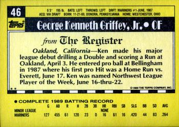 1990 Topps Major League Debut 1989 #46 Ken Griffey, Jr. Back