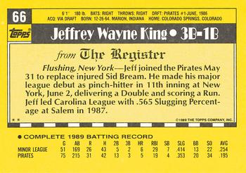 1990 Topps Major League Debut 1989 #66 Jeff King Back