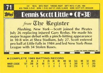 1990 Topps Major League Debut 1989 #71 Scott Little Back