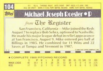 1990 Topps Major League Debut 1989 #104 Mike Roesler Back