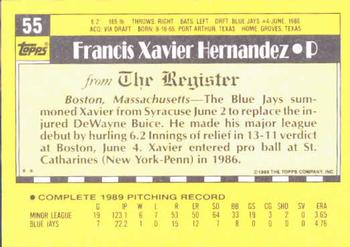 1990 Topps Major League Debut 1989 #55 Xavier Hernandez Back