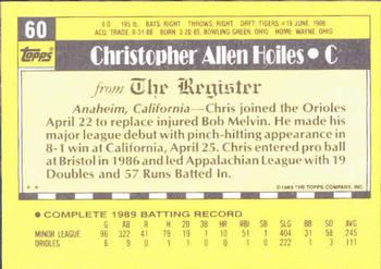 1990 Topps Major League Debut 1989 #60 Chris Hoiles Back