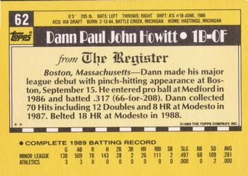 1990 Topps Major League Debut 1989 #62 Dann Howitt Back