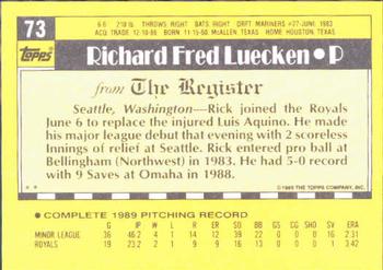1990 Topps Major League Debut 1989 #73 Rick Luecken Back