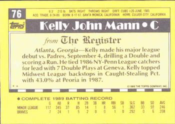 1990 Topps Major League Debut 1989 #76 Kelly Mann Back