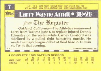 1990 Topps Major League Debut 1989 #7 Larry Arndt Back