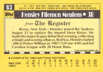 1990 Topps Major League Debut 1989 #83 Hensley Meulens Back