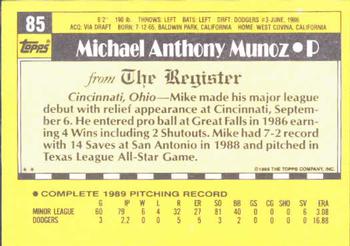 1990 Topps Major League Debut 1989 #85 Mike Munoz Back