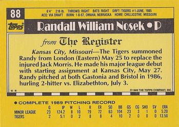 1990 Topps Major League Debut 1989 #88 Randy Nosek Back