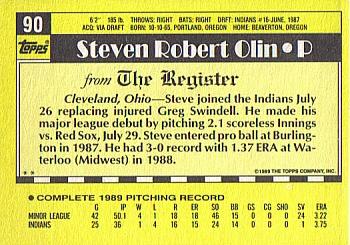 1990 Topps Major League Debut 1989 #90 Steve Olin Back