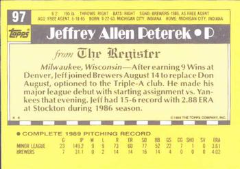 1990 Topps Major League Debut 1989 #97 Jeff Peterek Back