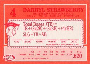 1990 Topps Hills Hit Men #4 Darryl Strawberry Back
