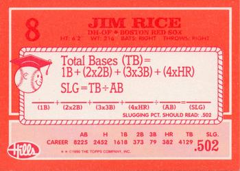 1990 Topps Hills Hit Men #8 Jim Rice Back