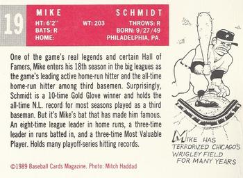 1989 Baseball Cards Magazine '59 Topps Replicas #19 Mike Schmidt Back