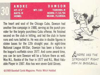 1989 Baseball Cards Magazine '59 Topps Replicas #30 Andre Dawson Back